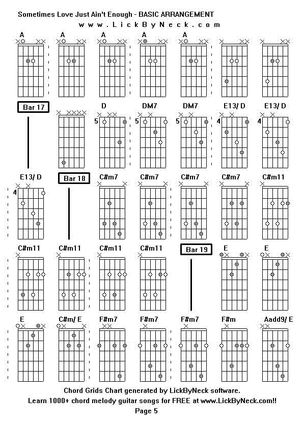 Chord Grids Chart of chord melody fingerstyle guitar song-Sometimes Love Just Ain't Enough - BASIC ARRANGEMENT,generated by LickByNeck software.